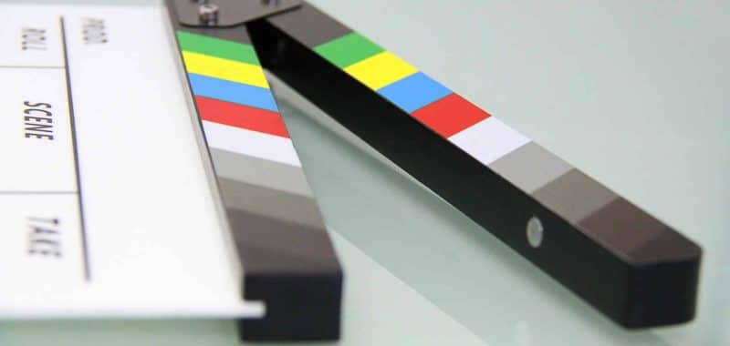 Open clapper board on desk